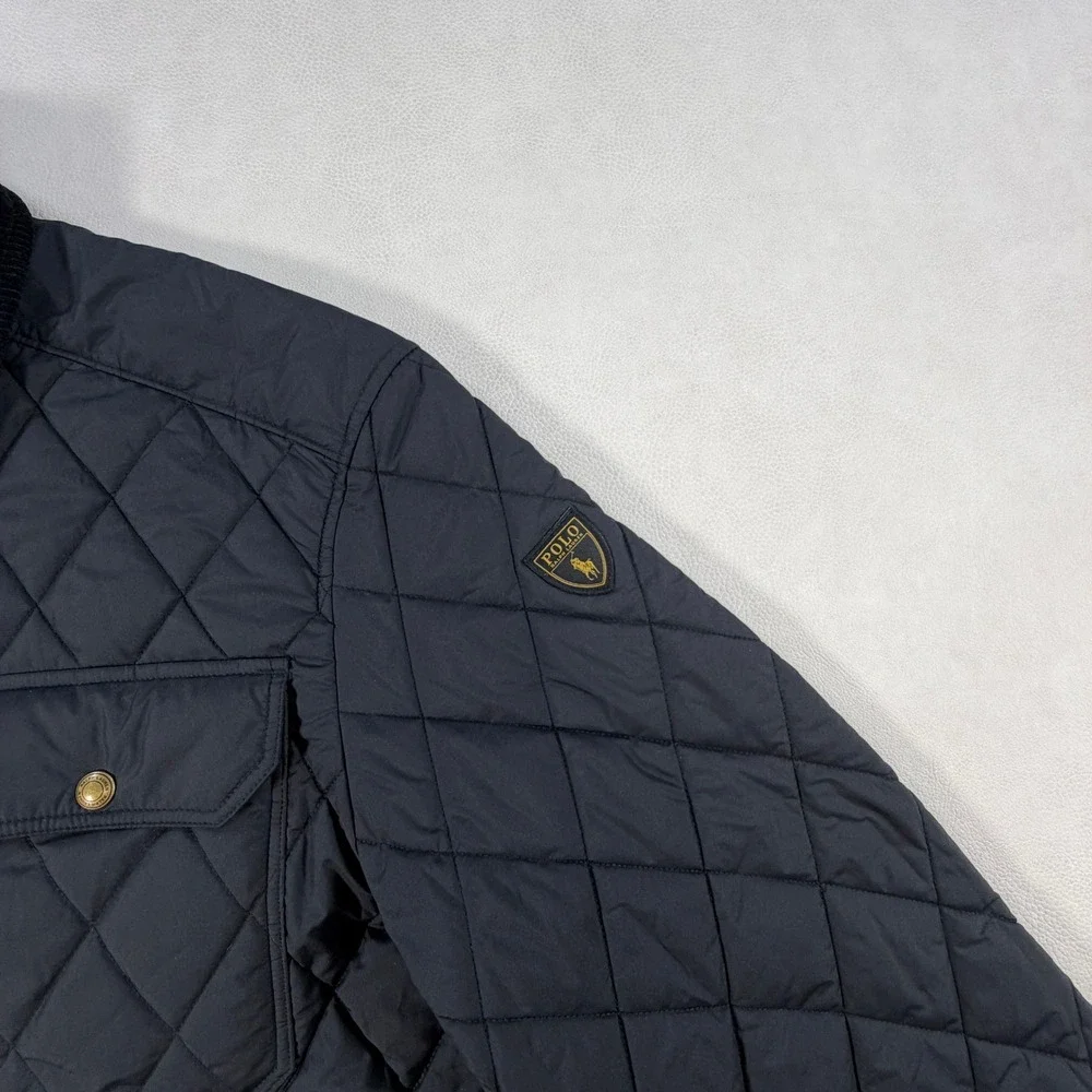 Polo Ralph Lauren Mens XXL The Beaton Quilted Jacket Navy Coat Corduroy Collar